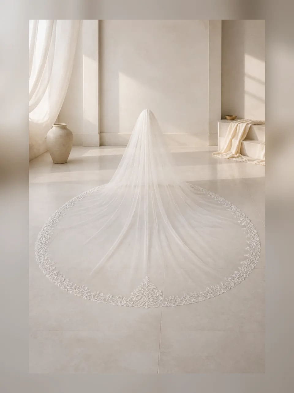 Celine Cathedral Veil — complete product view showing its overall form and proportion in Ivory · 120 in