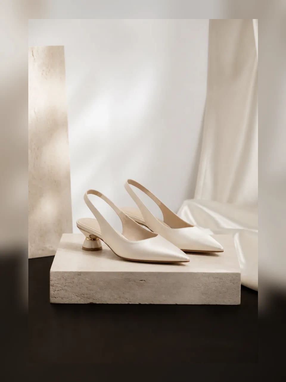 Colette Satin Slingback Pumps — complete product view showing its overall form and proportion in US 6