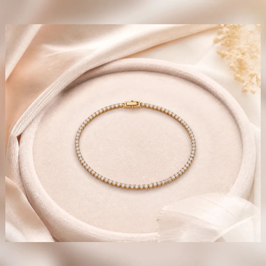 Esme Crystal Tennis Bracelet — close craftsmanship view showing construction and finish
