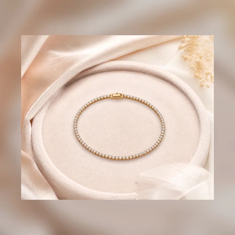 Esme Crystal Tennis Bracelet — material detail showing texture, scale, and tonal character