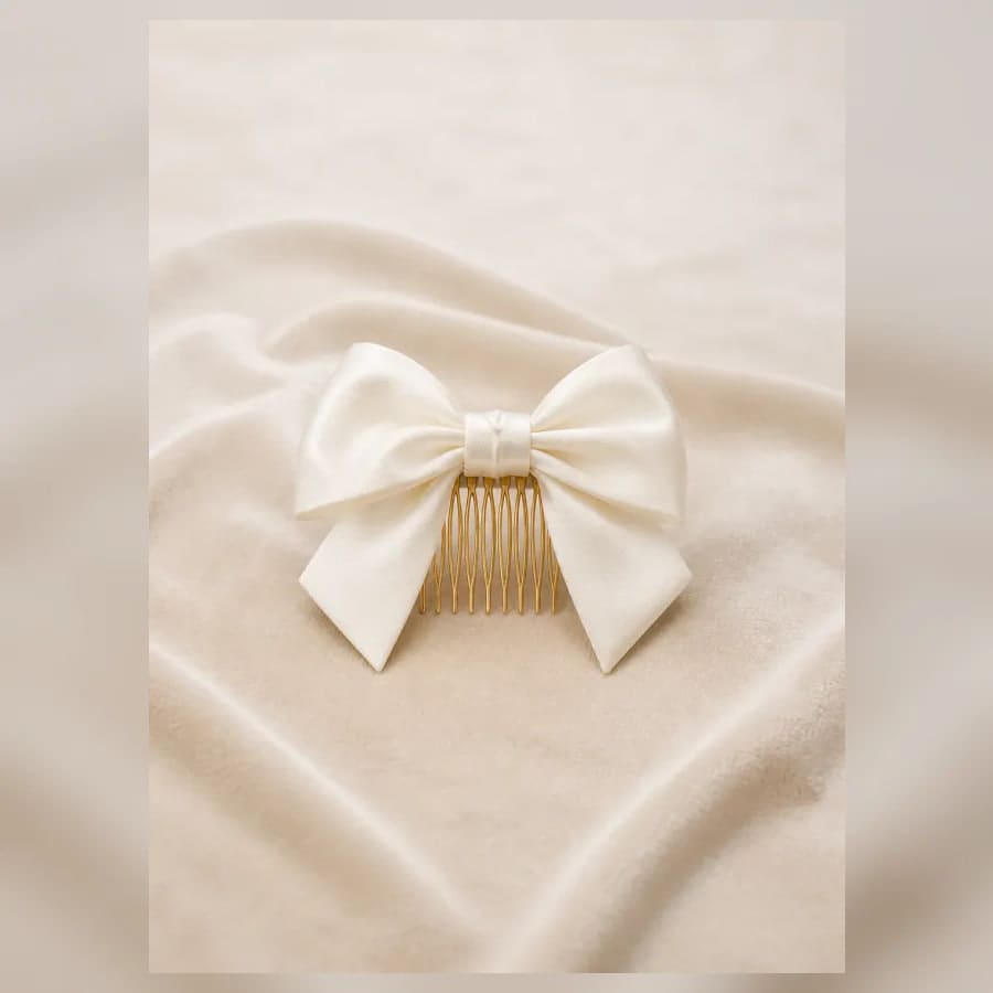 Estelle Bow Comb — close craftsmanship view showing construction and finish