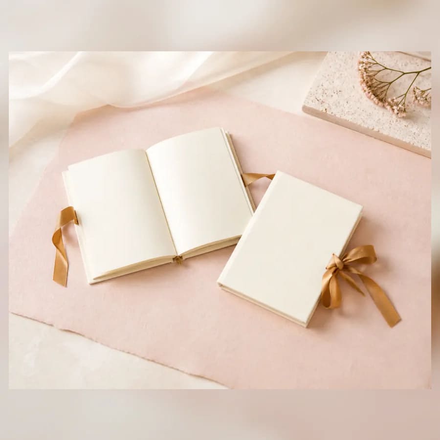 Florence Vow Book Set — close craftsmanship view showing construction and finish