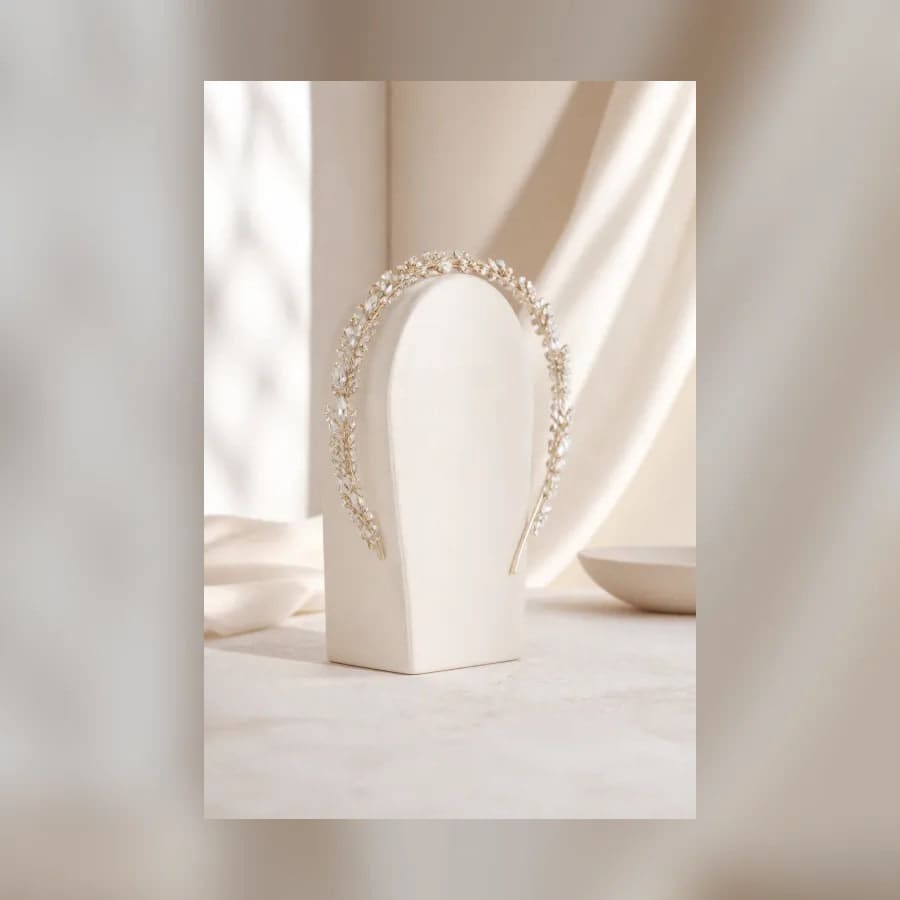 Liora Crystal Headband — material detail showing texture, scale, and tonal character