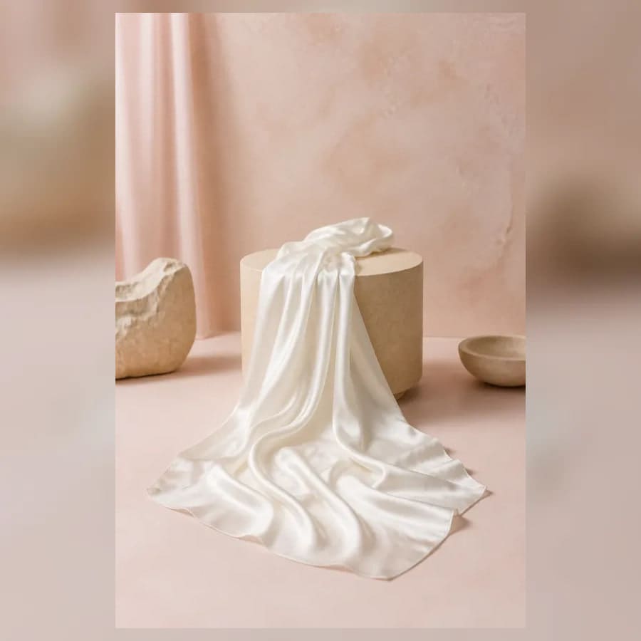 Maren Silk Bridal Scarf — close craftsmanship view showing construction and finish
