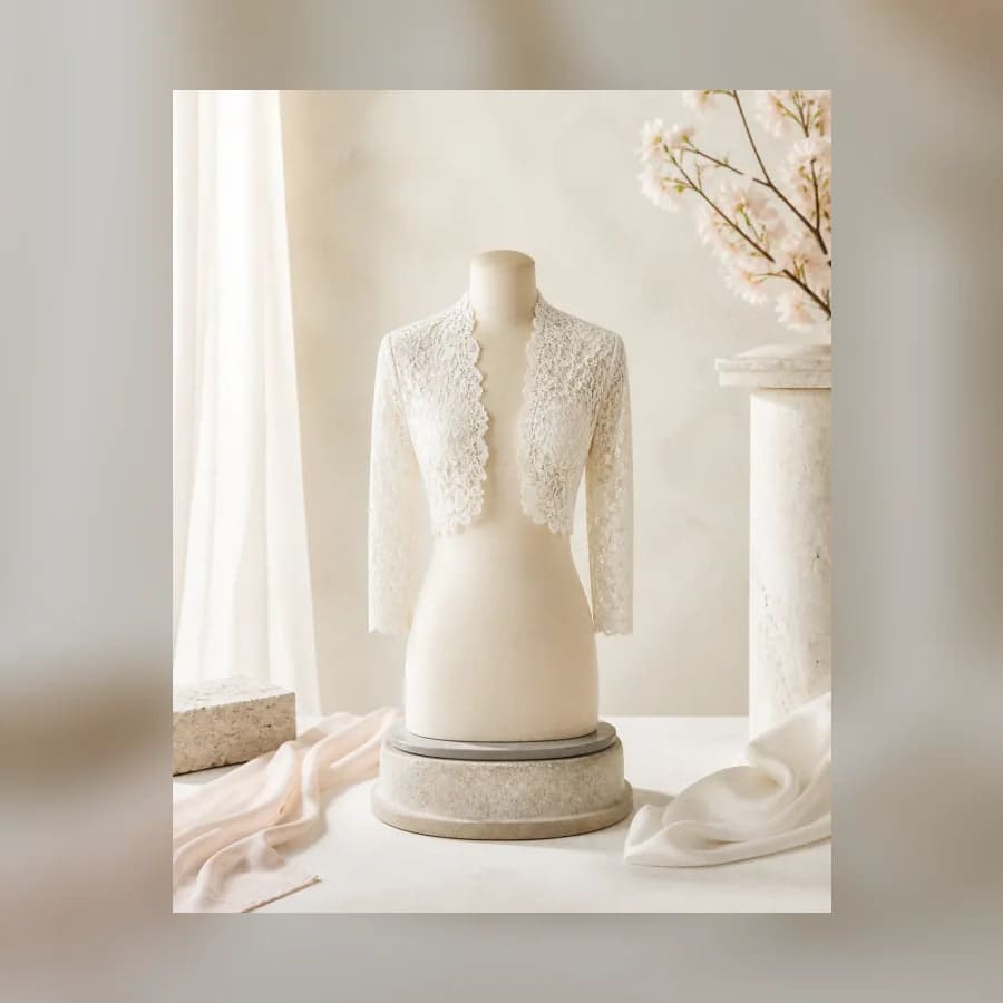 Margot Lace Bolero — material detail showing texture, scale, and tonal character