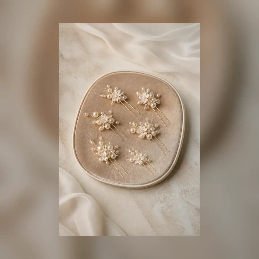 Rosalie Pearl Hair Pins — material detail showing texture, scale, and tonal character