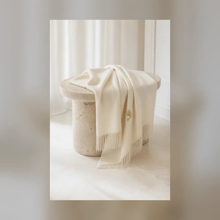 Sabine Cashmere Bridal Wrap — material detail showing texture, scale, and tonal character