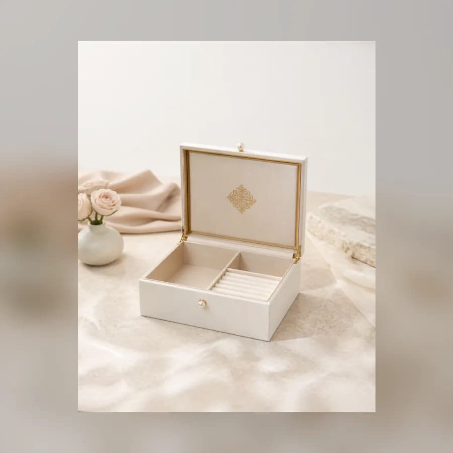 Seraphine Keepsake Box — material detail showing texture, scale, and tonal character