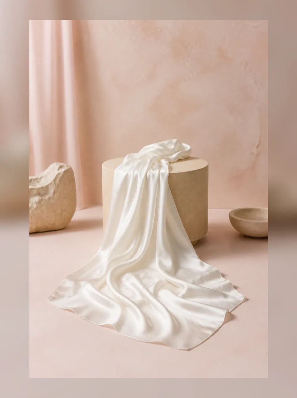 Maren Silk Bridal Scarf — complete product view showing its overall form and proportion in Ivory · 72 in