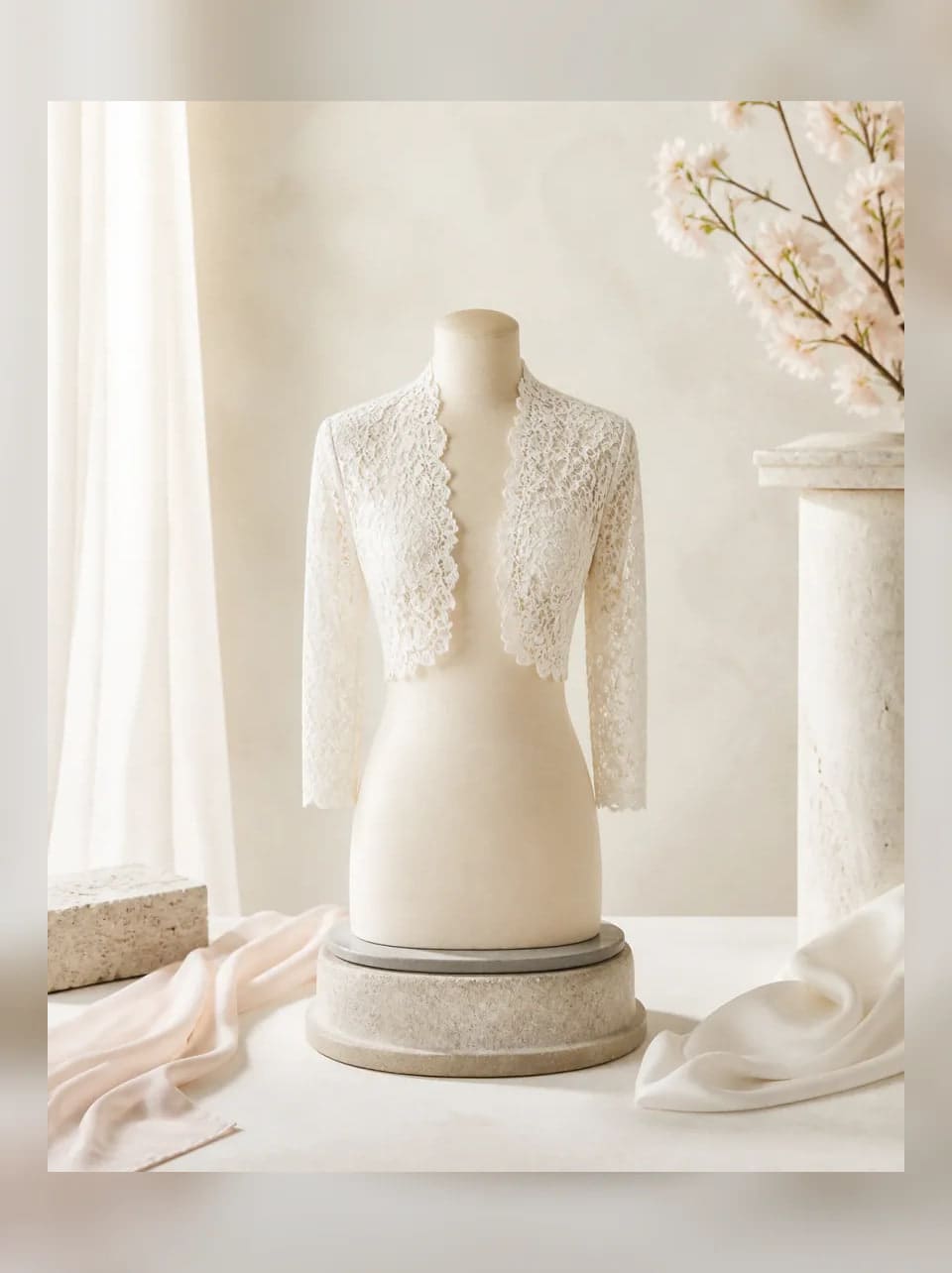 Margot Lace Bolero — complete product view showing its overall form and proportion in Ivory · XS/S