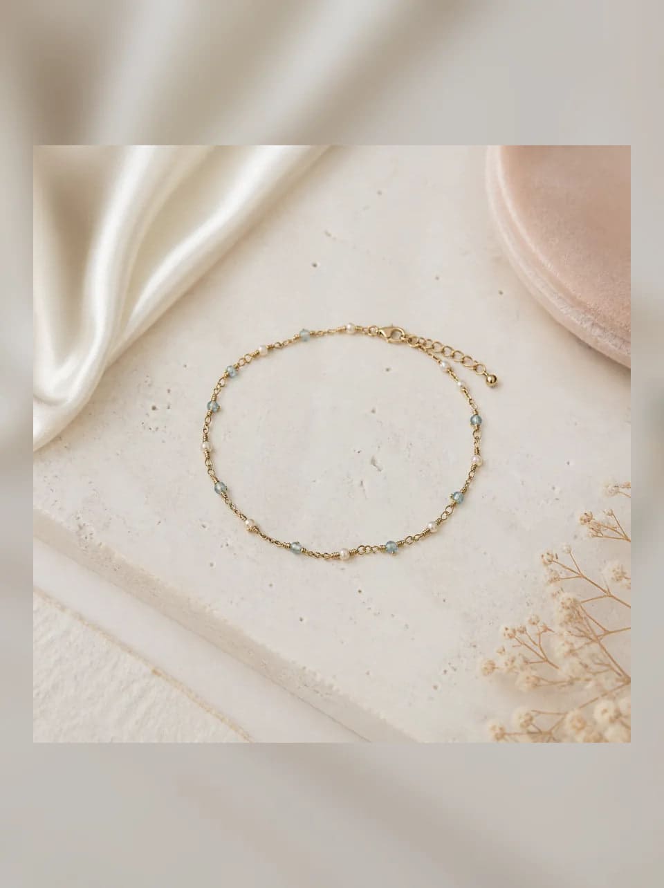 Thea Something Blue Anklet — complete product view showing its overall form and proportion in Pale blue
