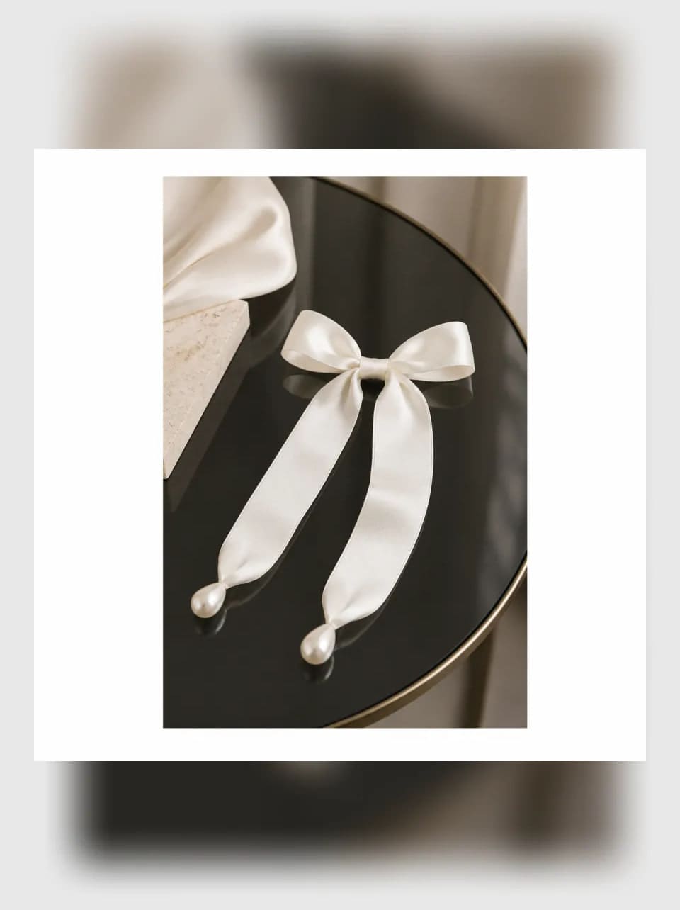Vivienne Silk Hair Ribbon — complete product view showing its overall form and proportion in Ivory silk