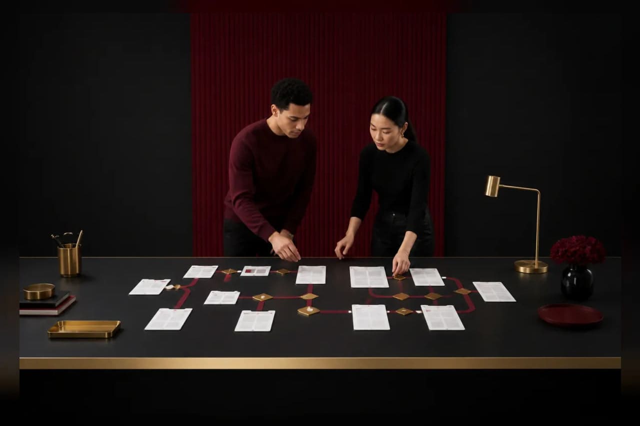 An analyst selecting three essential data cards from a larger set