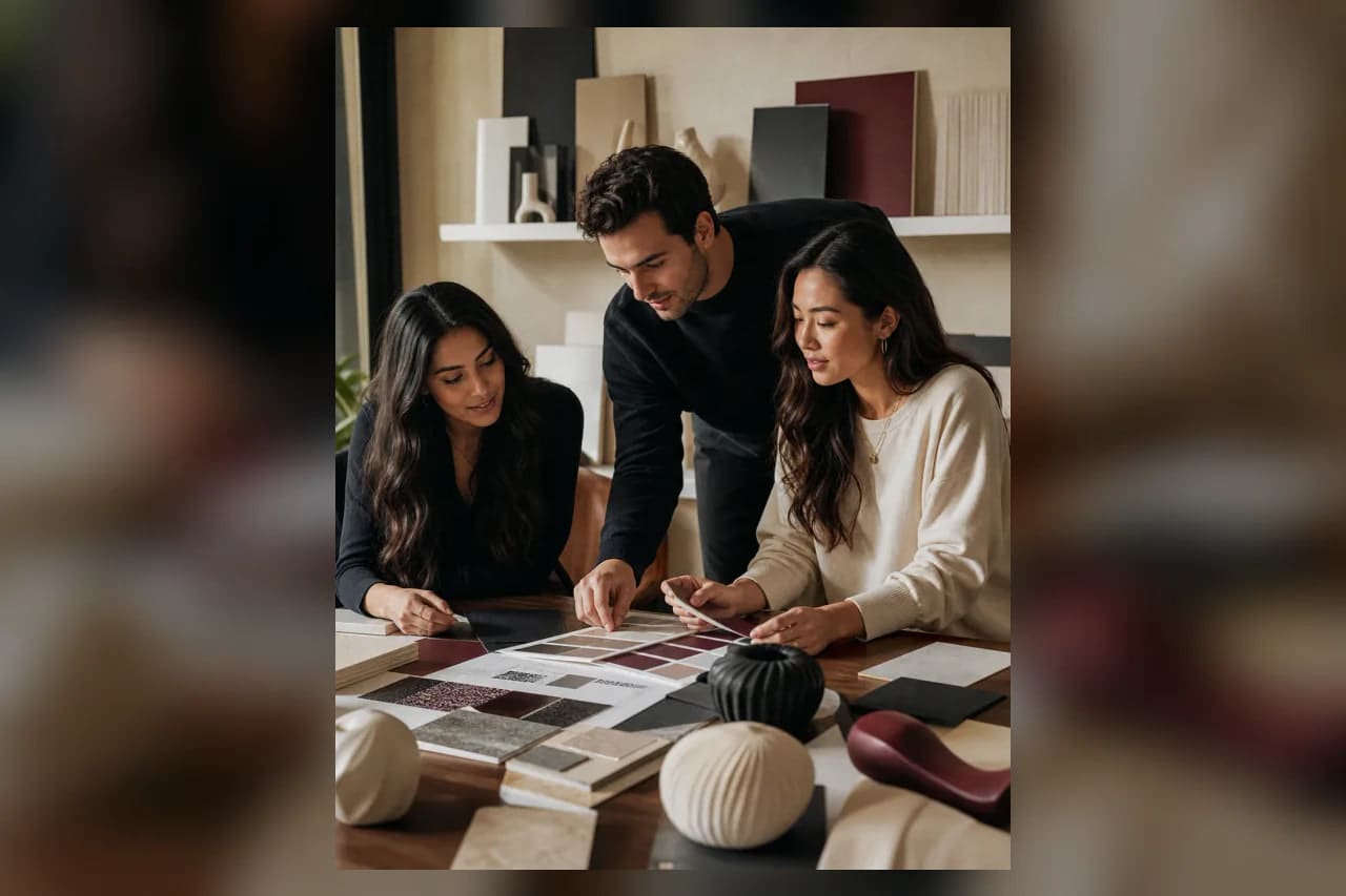 A young creative strategy team refining one coherent brand system across customer touchpoints
