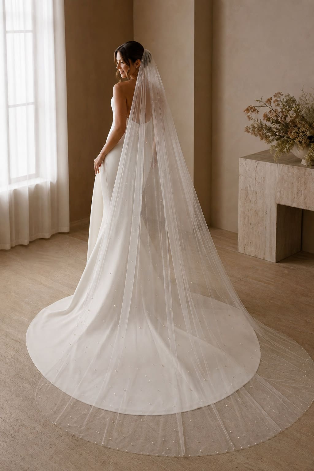 Celeste Pearl Veil — alternate real-world styling view showing how the piece is worn or used