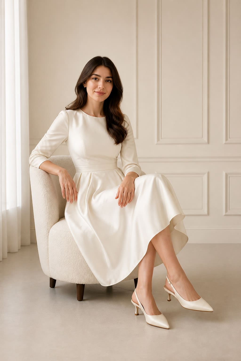 Colette Satin Slingback Pumps — alternate real-world styling view showing how the piece is worn or used