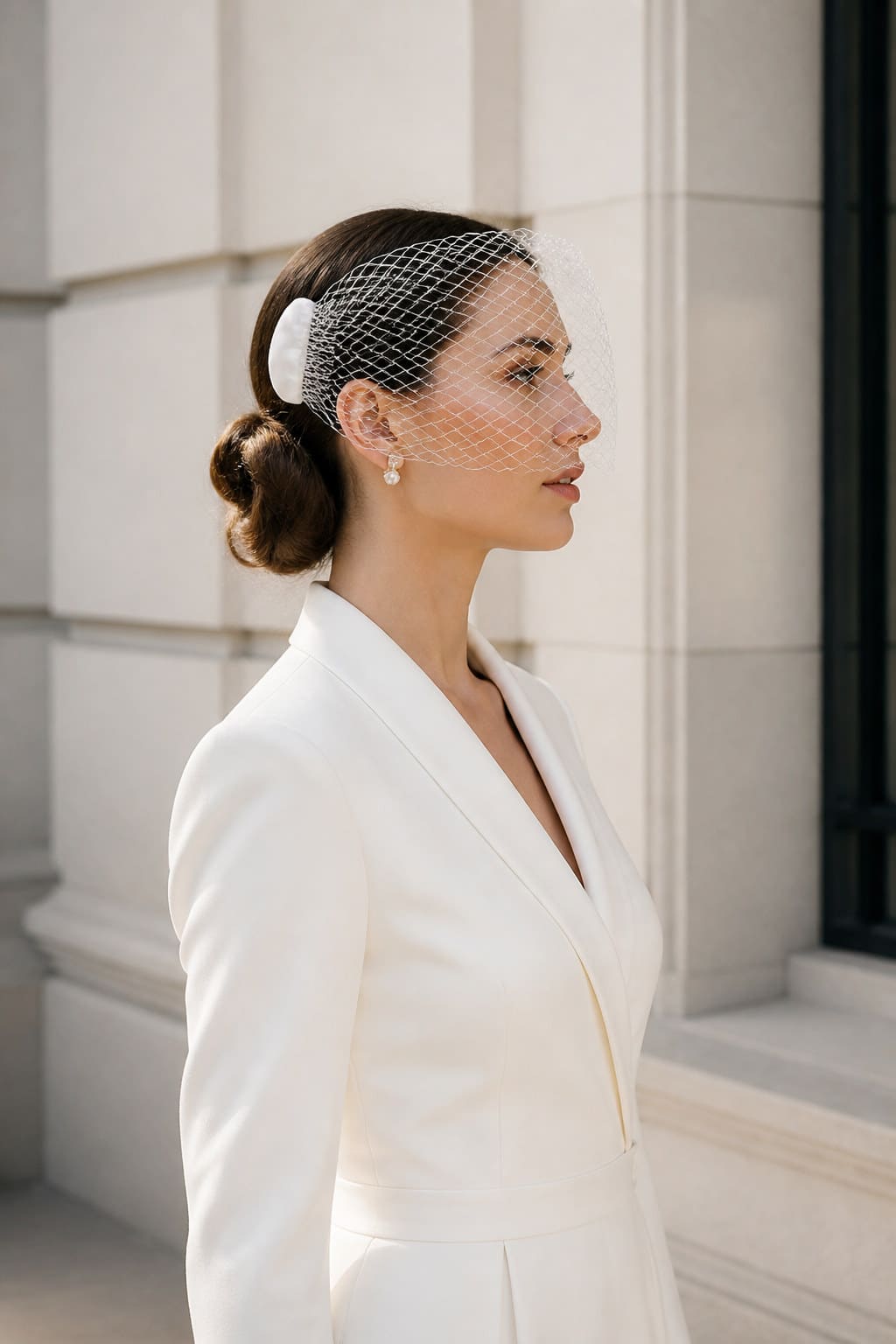 Juliette Birdcage Veil — alternate real-world styling view showing how the piece is worn or used