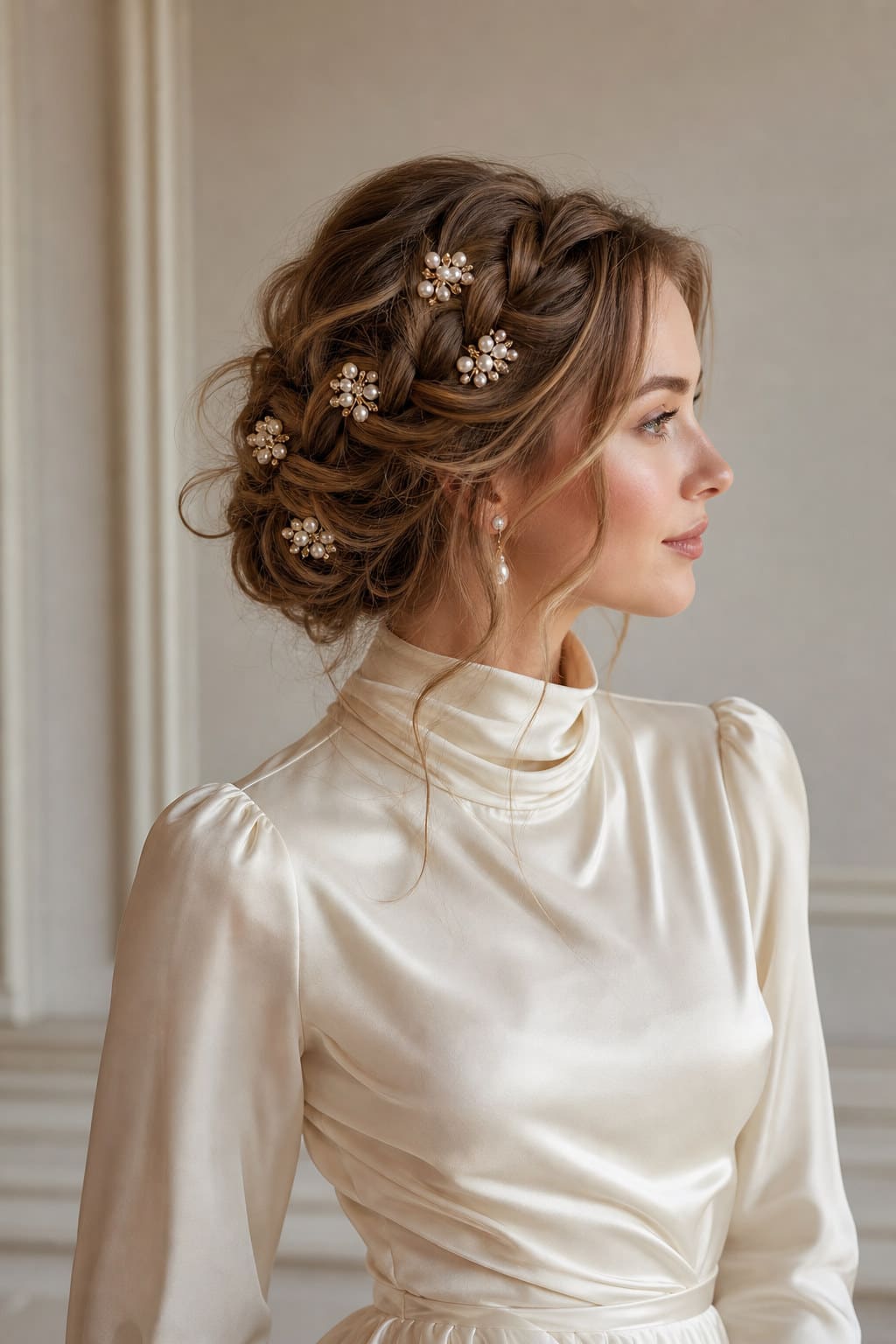 Rosalie Pearl Hair Pins — alternate real-world styling view showing how the piece is worn or used